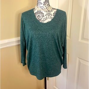 Gyft Teal Green super soft Jersey Looser fit Scoop Neck, batwing- size Med.